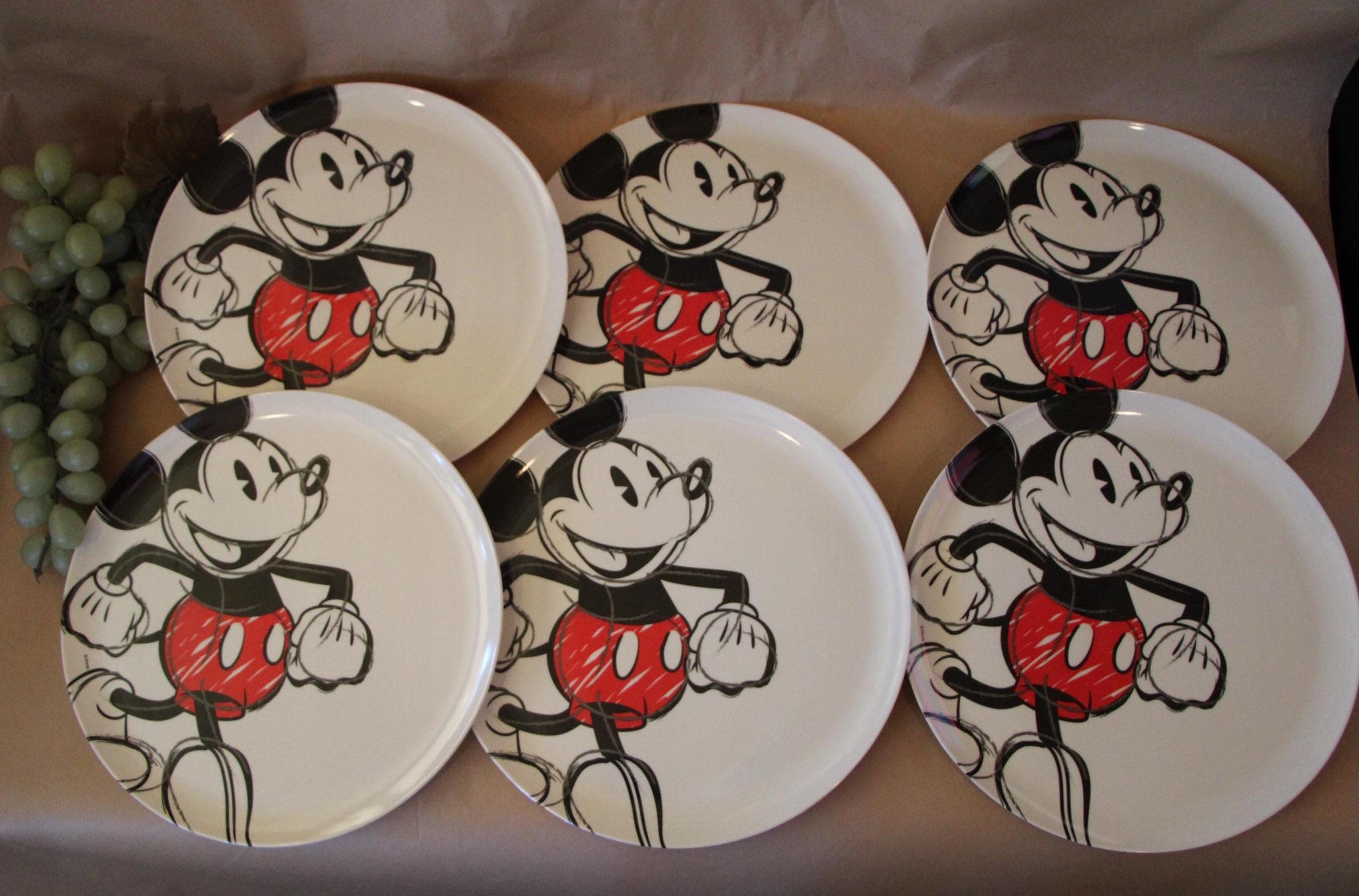 Vintage 90s Mickey Mouse SKETCHBOOK Dinner Plates ZAK Designs Melamine,  Set of
