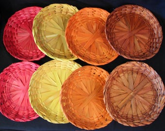 Vintage Wicker Paper Plate Holders: Retro Kitchen Decor, Set of 8