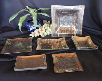 Mid Century Vintage - Georges Briard - Misc Snack Plates / Tid Bit Trays - Persian Garden, Forbidden Fruit etc - Very Good Condition