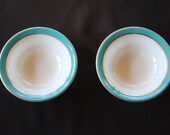 1950 39 s - 1960 39 s Vintage - PYREX - Turquoise and Gold Band - Set of Two (2) Rim Fruit Dessert Sauce Bowls - Very Good Condition