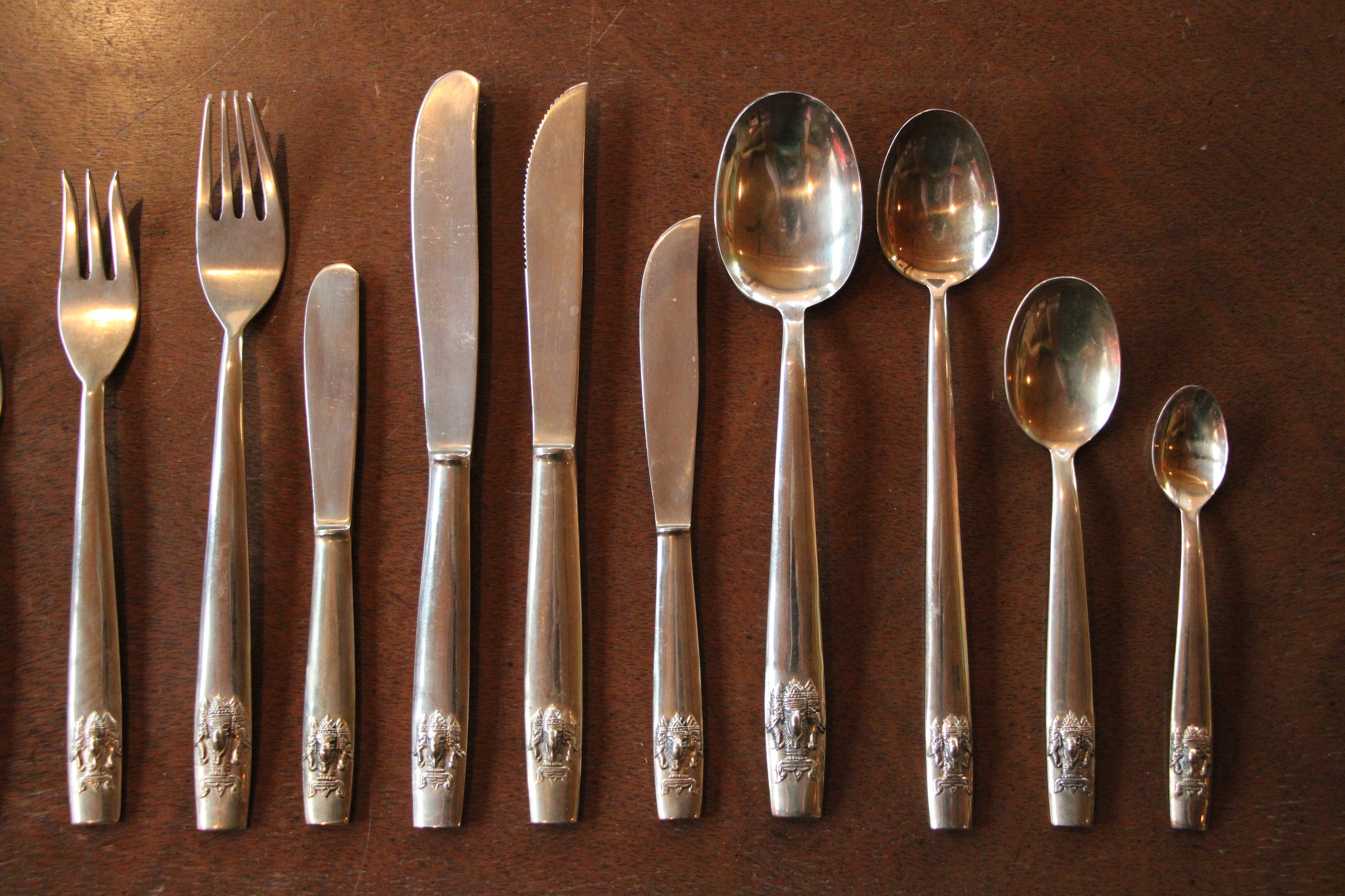 カトラリー(スプーン等) Thai Brass flatware Thailand Cutlery Flatware - Etsy