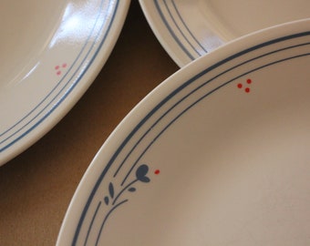 Vintage 80s Corelle Country Violets Livingware Dinnerware Pieces Plates  Bowls Dishes Retro Kitchen Blue Red Sold Individually Replacements 