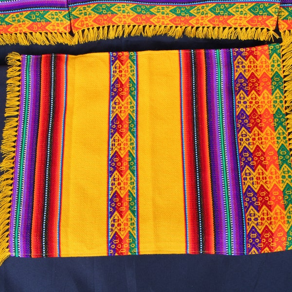 Hand Made / Hand Woven - Andean / South American AWAYO / AGUAYO Placemats - Set of Four ( 4 ) Yellow Tones - 13 x 20" - Very Good Condition