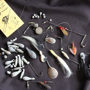 1950's Vintage Lot of Fishing Lures and Lead Weights 40 Pieces