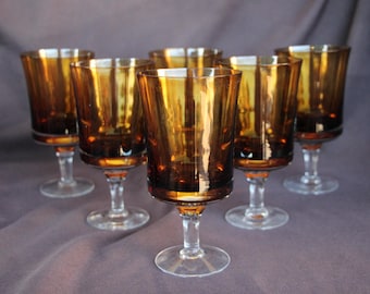 1973 - 1980 Vintage - DENBY - MIRAGE BROWN - Set of Six ( 6 ) Water Goblets - 6 1/2 inches