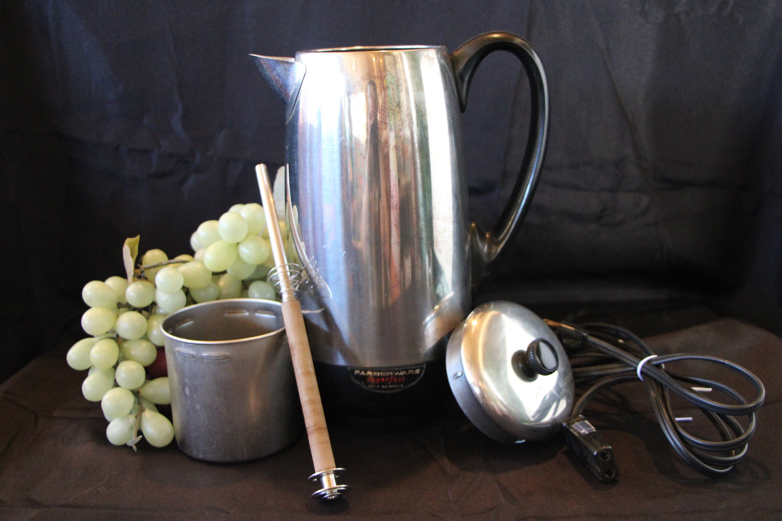 1980's Vintage Farberware Stainless Steel SUPERFAST Fully Automatic 2-12 Cup  Coffee Percolator Model 142B Made in USA Good Condition 