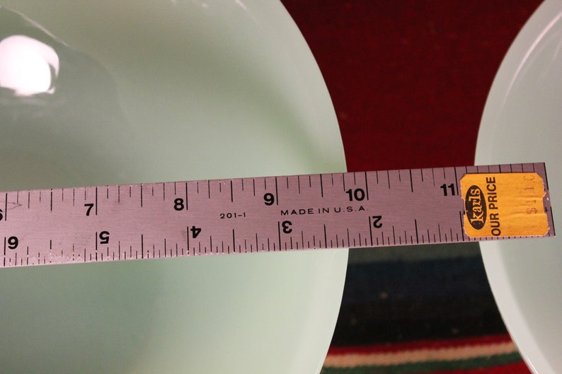 Set of Two Green Glass Mixing Bowl Set Excellent Condition Martha Stewart? Vintage Jadeite - 9 34 inch and 8 Inch 2