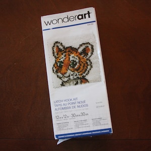 Vintage 1980s Wonder Art Latch Hook Rug Kit: Tiger Cub #426183 (12x12 Finished Size)