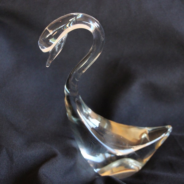 1980's Vintage - ACC - Handmade - Lead Crystal - SWAN - 8" Tall - 4.5" Wide - Very Good Condition