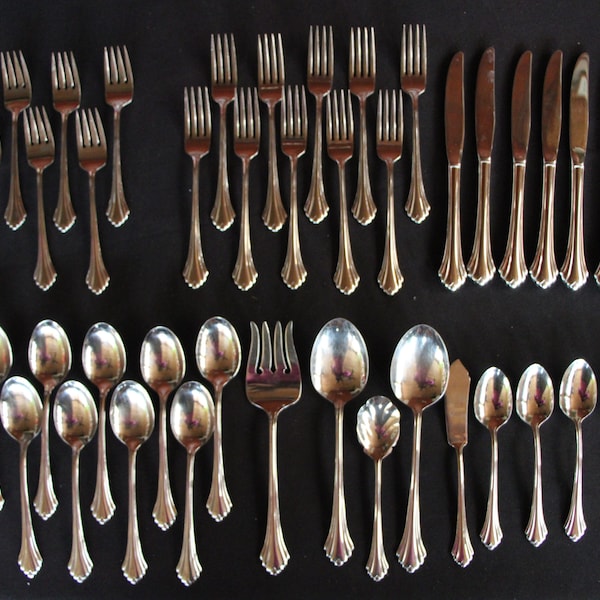 1988 - 2004 Vintage - Oneida - BANCROFT / FORTUNE - Stainless Steel Flatware - Lot of 44 Pieces - VERY Good Condition