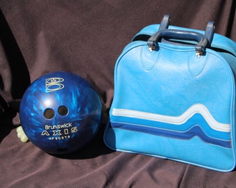 Vintage Baby Blue Bowling Bag 1970s 1980s Retro Rockabilly 
