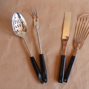 Mid Century - Black Plastic Handled Cooking Utensils - Ekco or ??? - You Choose - Very Good Condition