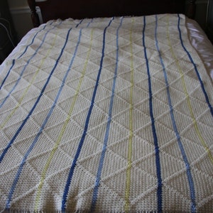 Jeté De Lit Crocheté Fait Main – Beige Ivoire – Couvre-lit Vintage Artisanal