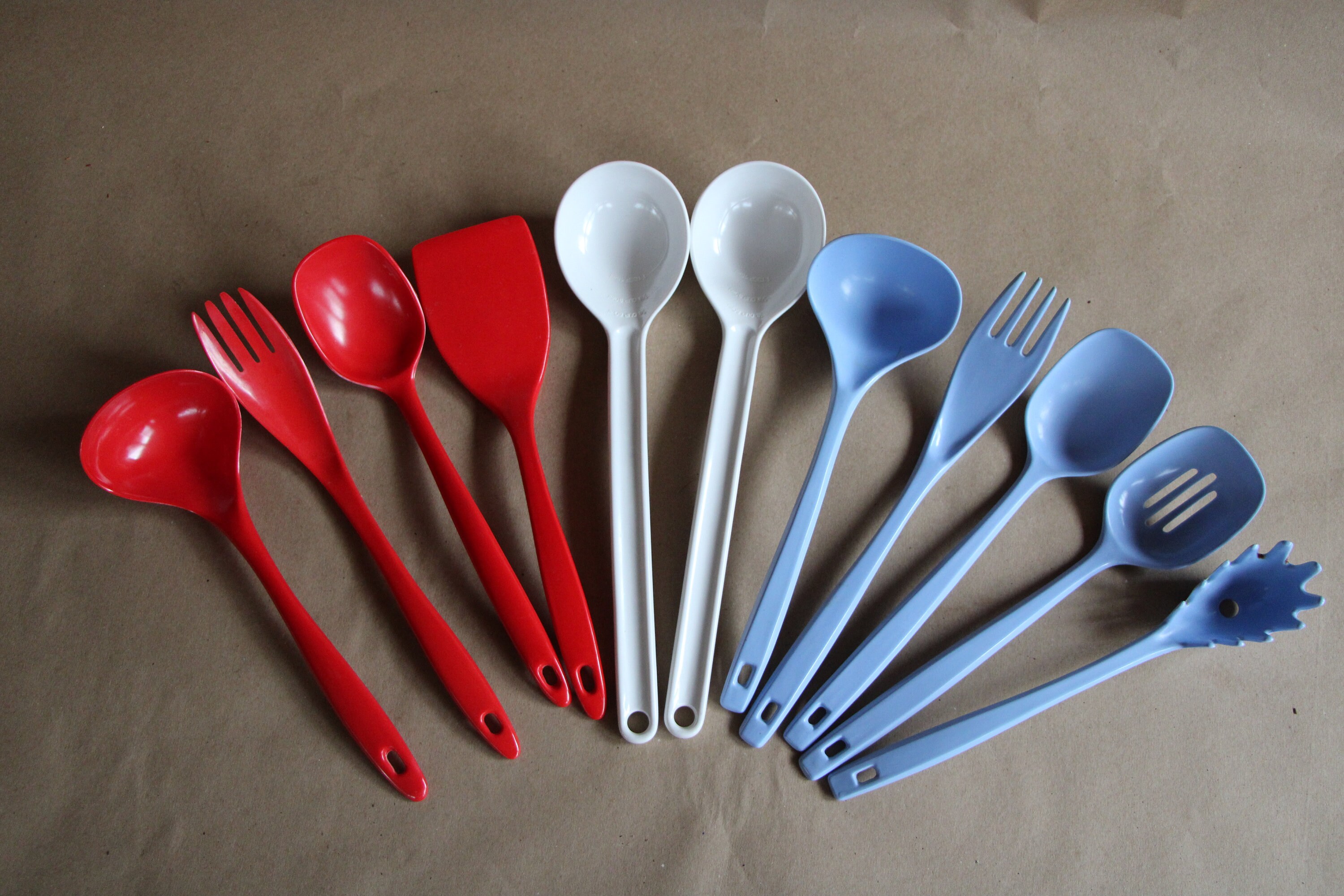 Lot of Melamine Ware Kitchen Utensils Spatula Spoons Fork Green Vtg