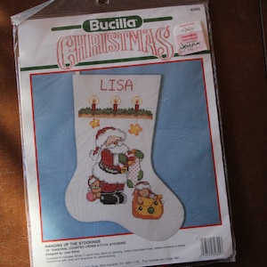 1990 Vintage - Bucilla - Counted Cross Stitch - Christmas Stocking Kit - # 82855 - NIP - Very Good Condition