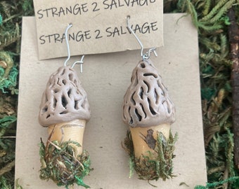 Morels mushroom earrings