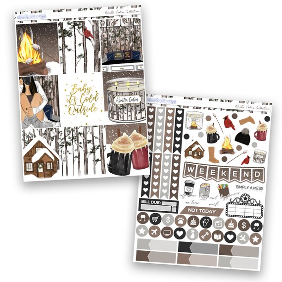 Winter Cabin Collection Kit Planner Stickers For Erin Etsy