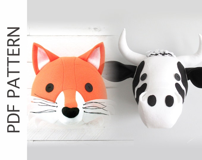 Fox Head Pattern. Faux Taxidermy Sewing Pdf. Woodland Creature ...