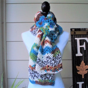 Long scarf, Winter scarf, Peruvian colors, Striped scarf, Coat scarf, Jeans scarf, Trendy scarf, Fall scarf, Crocheted scarf