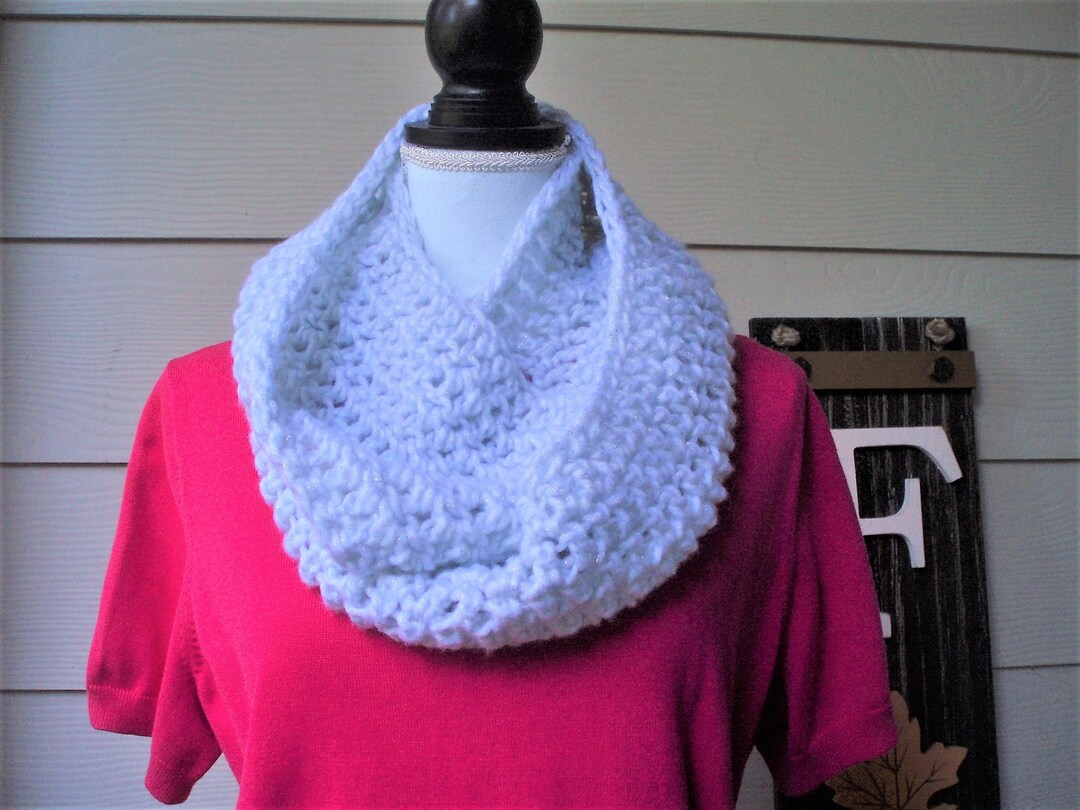 Long Infinity Scarf, Long Scarf, Wraparound Scarf, White Infinity Scarf