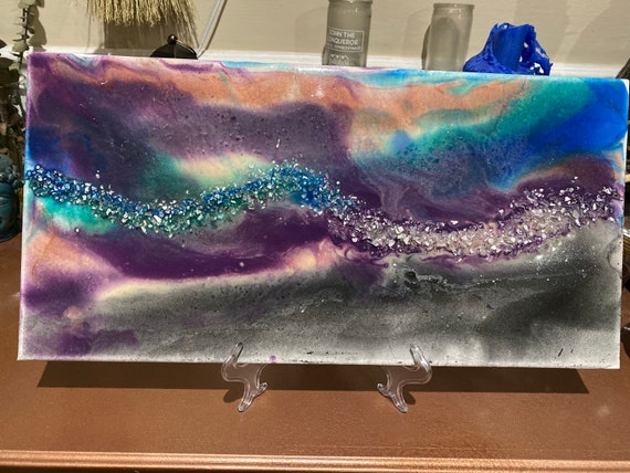 10x20" Resin Geode Canvas - Gemstone Colors