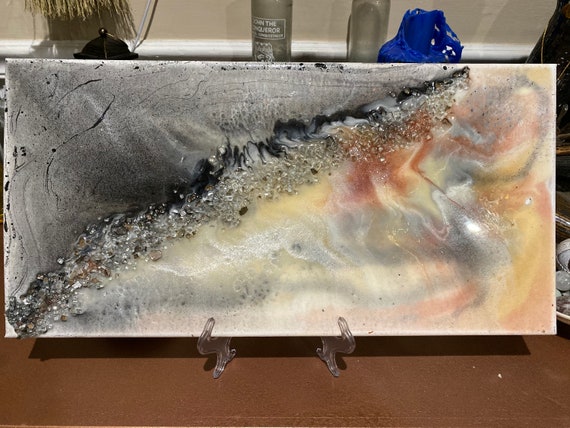 10x20" Resin Geode Canvas - Neutral Colors