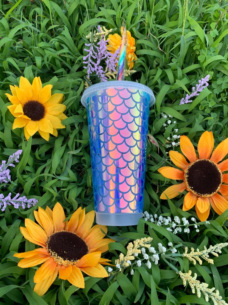 Mermaid Starbucks Cup Mermaids Gift for Best Friend Mermaid Print Mermaid Lover Cup Mermaid Cup Holographic Mermaid Scales