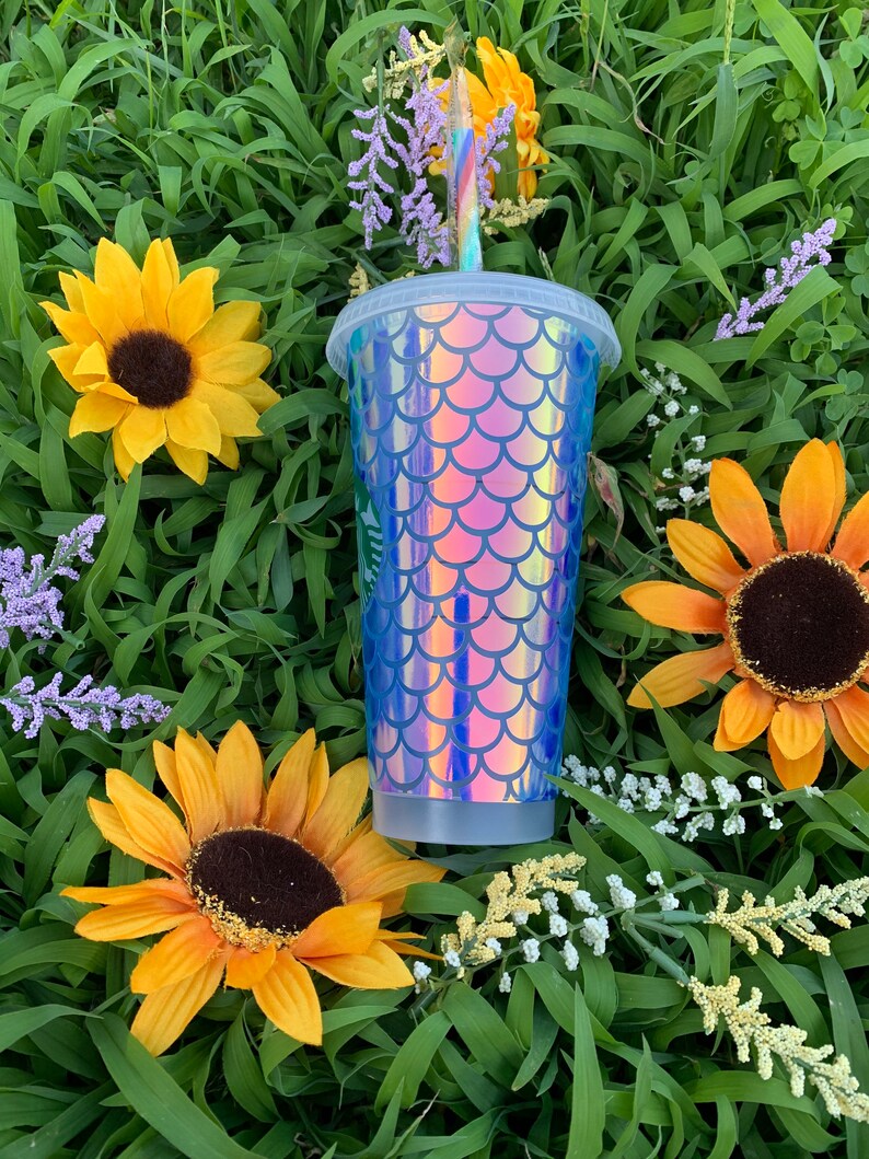 Mermaid Starbucks Cup Mermaids Gift for Best Friend Mermaid Print Mermaid Lover Cup Mermaid Cup Holographic Mermaid Scales