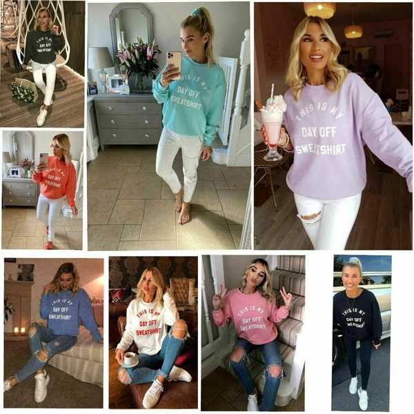 Ladies "This is my DAY OFF" JUMPER | Designer Printed Sweatshirt Top | Oversize Casual Wear | Pullover Sweater Slogan 8-16