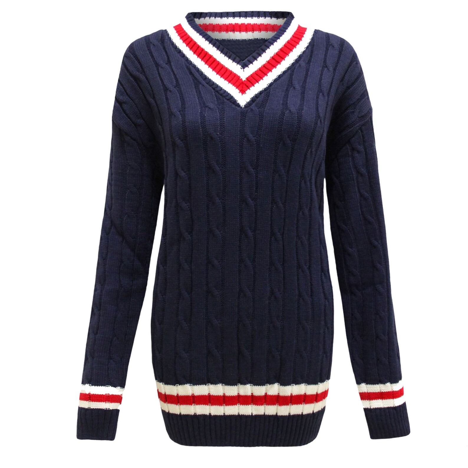 Womens Ladies PLUS Size CRICKET JUMPER Cable Knitted V Neck Etsy UK