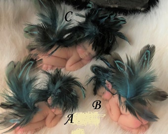 OOAK Sleeping Fairy Baby: Polymer Clay Miniature with Feather Wings