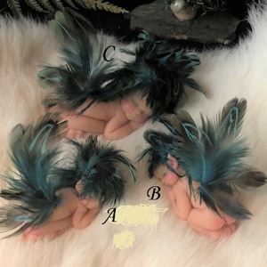 OOAK Sleeping Fairy Baby: Polymer Clay Miniature with Feather Wings