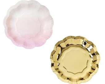 pink and gold plates