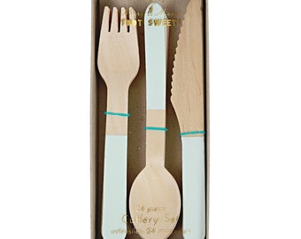 Mint Green Cutlery, Wooden Party Cutlery, Wooden Spoons, Wood Spoons, Mint Green Party, Party Utensils,Mint Green Baby Shower