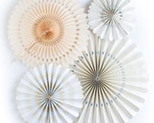 Ivory and Blush Fans, Ivory Party Fans, Blush Party Fans, Paper Party Fans, Blush Party Decor, Bridal Shower Decor, Blush and Ivory