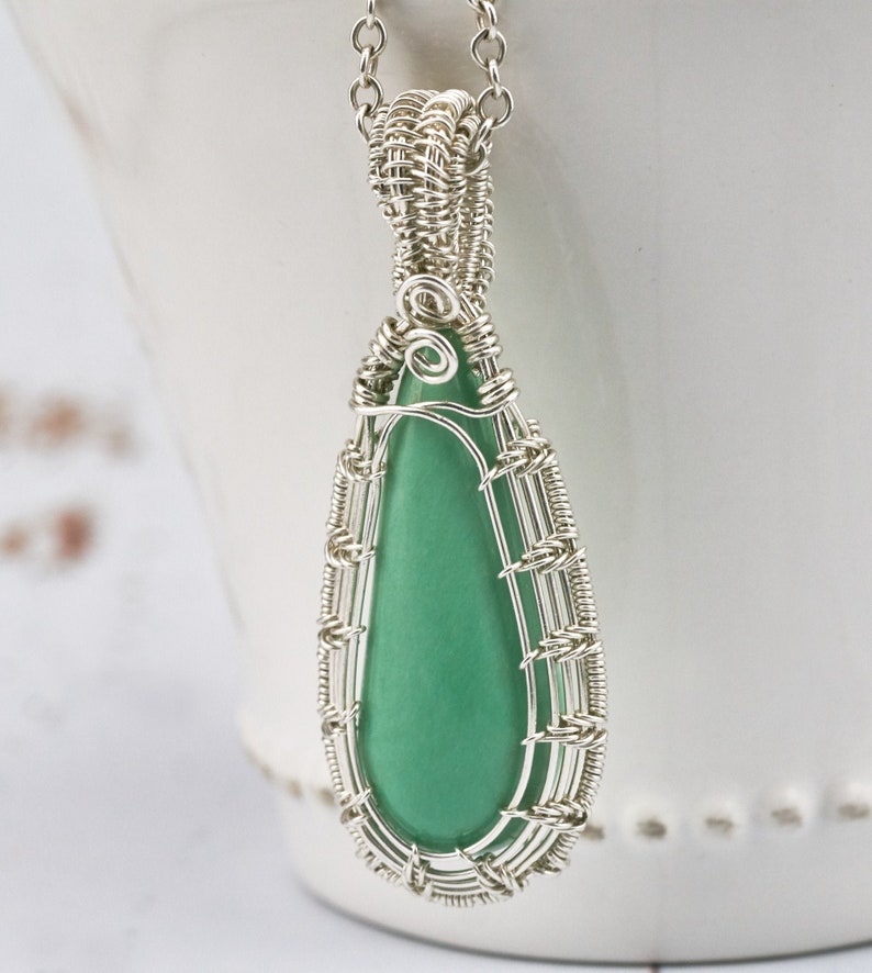Silver Anniversary Jewelry Argentium Silver Necklace Green Chrysoprase Silver Necklace for Women Green Gems Forever Dragonfly Jewelry