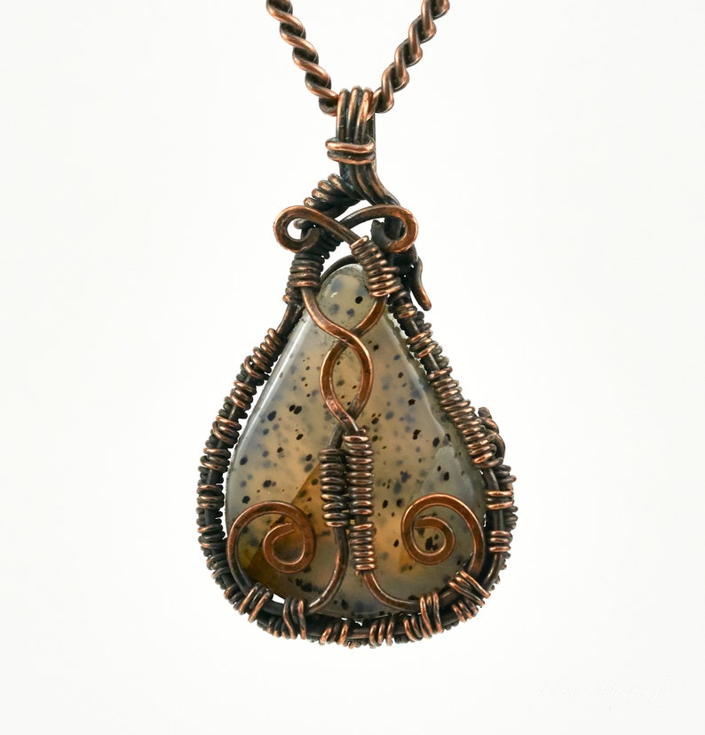 Unusual Necklace Gift for Women Natural Agate Gemstone Necklace Agate Stone Pendant Necklace Hand Cut Montana Agate Copper Necklace Gift