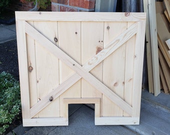 FREE shipping/hardware INCLUDED- Unfinished Custom Rustic Barn Baby Gate / Pet Gate with cat opening