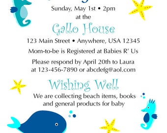 Ocean theme baby shower invitation, Sea creatures baby shower, Ocean baby shower invite, Digital File