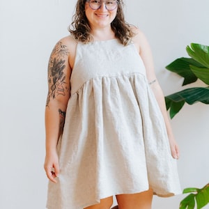 Handmade Linen Boxy Tank Babydoll Dress 100% Linen Medium Weight Multiple Color Options One Size Fits Most Small X Large image 1