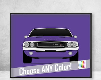 Purple Dodge Challenger RT R//T Technical Sketch print poster