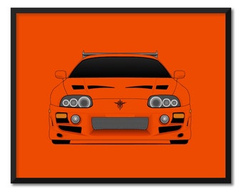Toyota Supra MK4 (A80) (1993-1998) Fast and Furious Car Poster Print Wall Art Decor Brian O'Connor (Paul Walker) BX5 (Unframed)
