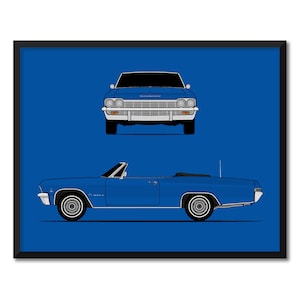 Chevy Impala Convertible (1965) (Front and Side) Inspired Poster Print Wall Art Decor DX1