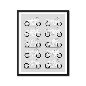 Kawasaki Motorcycle Inspired Poster Print Wall Art Best Kawasaki Motorbikes History Evolution Generations Motorcyclists BX1 (Unframed)