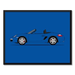 Porsche Boxster 987 (2004-2008) (zijprofiel) Autoposterafdruk kunst aan de muur CX3 (niet ingelijst)