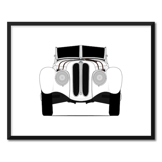 BMW 328 Roadster (1936-1940) Inspired Car Poster Print Wall Art 