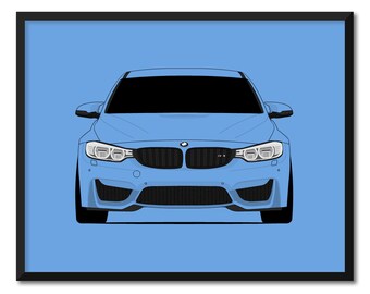 BMW M3 F80 (2014-2017) autoposter print muurkunst decor BMW M Power CX1 (ingelijst)