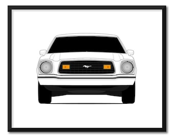 Ford Mustang II (1974-1978) affiche impression art déco murale CX1 (sans cadre)