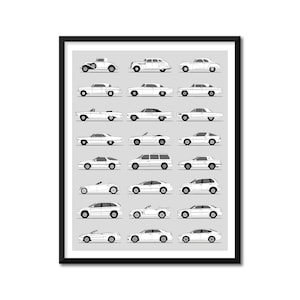 Chrysler Inspired Car Poster (Side Profile) Print Wall Art Decor of the Best of Chrysler Generations History Evolution BX1 (Unframed)