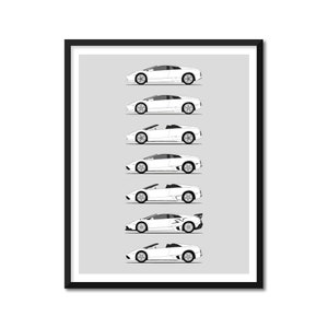 Lamborghini Murcielago Inspired Car Poster (Side Profile) Print of Lamborghini LP640 Roadster SuperVeloce Generations History Evolution BX1